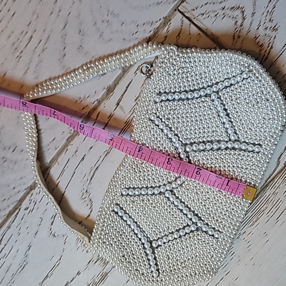 Vintage 50s Pearl Beaded Made In JAPAN Evening Bag Clutch - Picture 11 of 12
